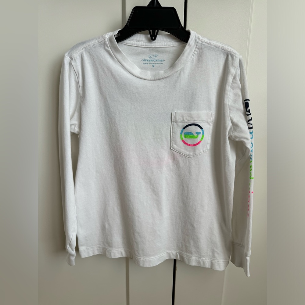 Kids Vineyard Vines Neon Whale Long-Sleeve Pocket Tee - Picture 1 of 3